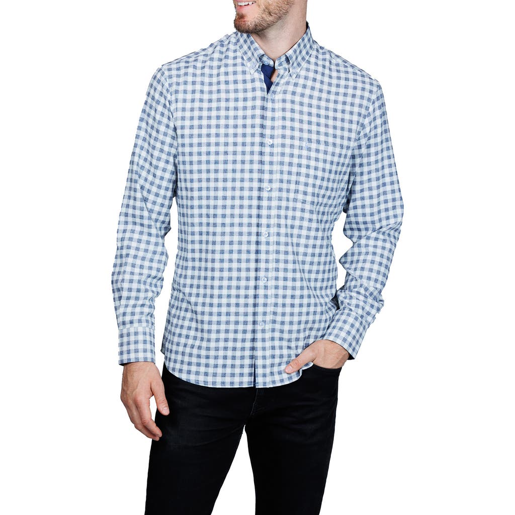 Tailorbyrd Classic Fit Gingham Performance Button-down Shirt In Blue