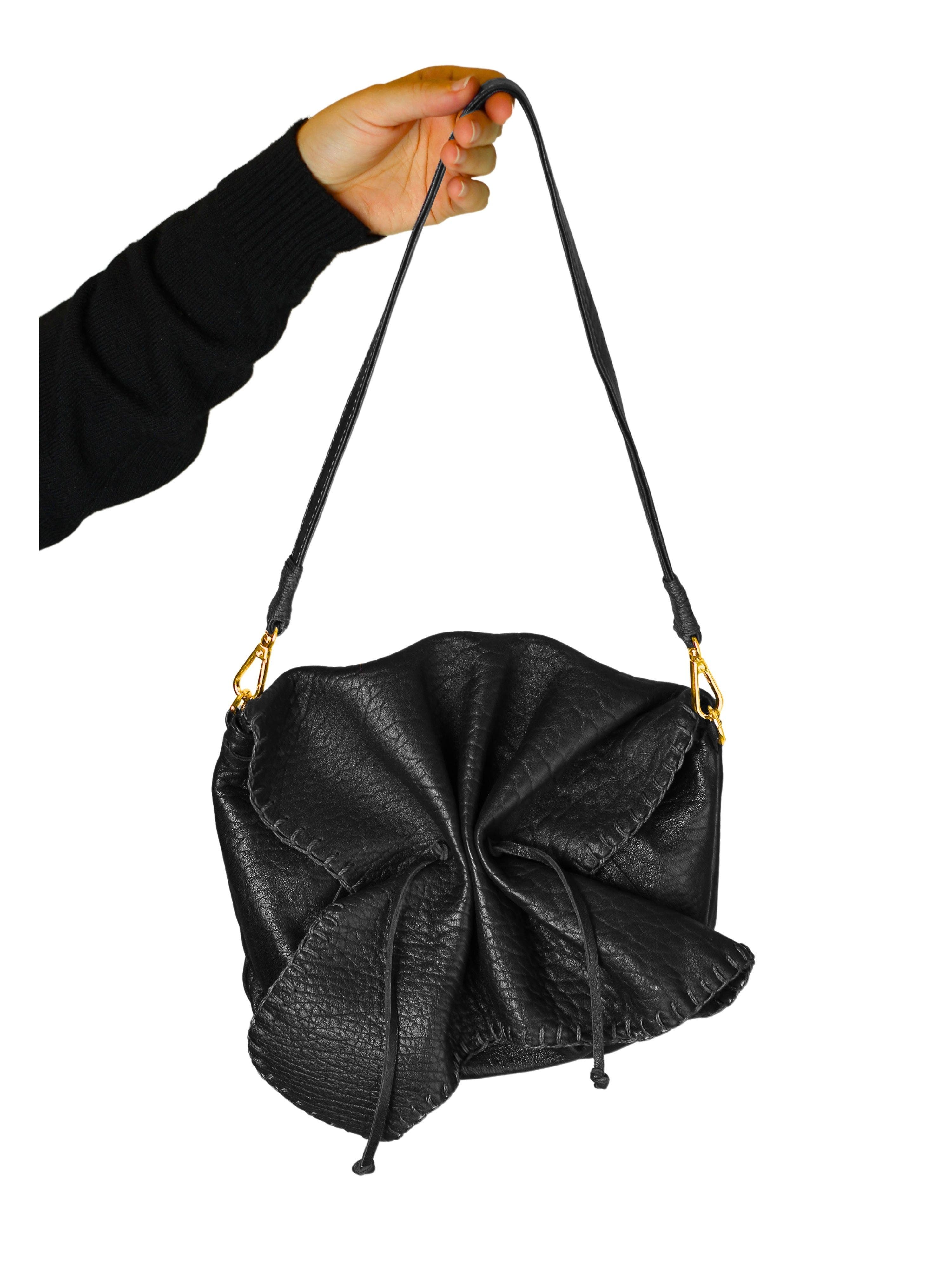Carlos Falchi Full Size Convertible Butterfly Lambskin Crossbody Bag, Alternate, color, Black Obsidian