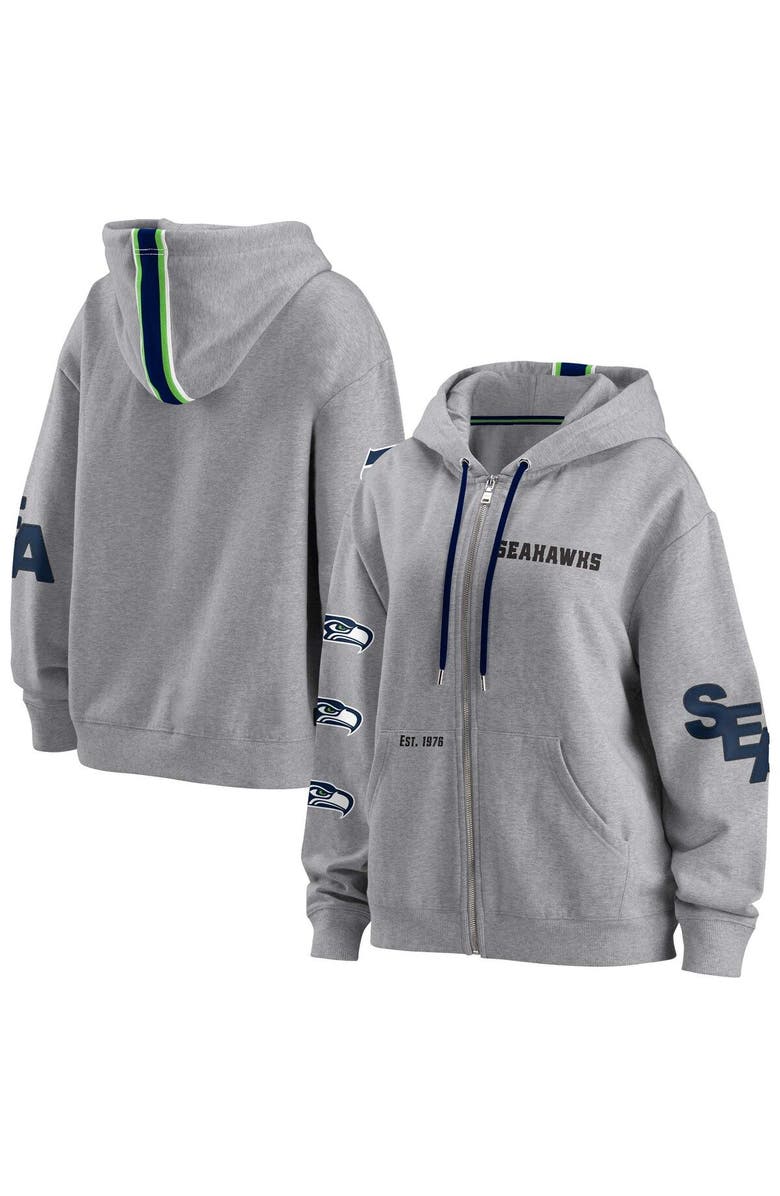 WEAR by Erin Andrews Women's WEAR by Erin Andrews Gray Seattle Seahawks Full-Zip Hoodie, Main, color, 