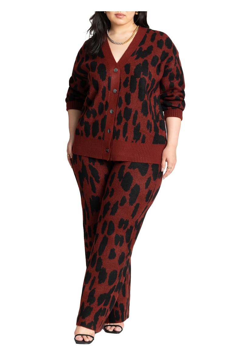 ELOQUII Intarsia Sweater Pant, Main, color, Animal Blur