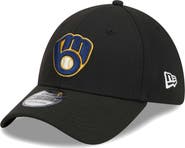 New Era Men's New Era Black Milwaukee Brewers Logo 39THIRTY Flex Hat