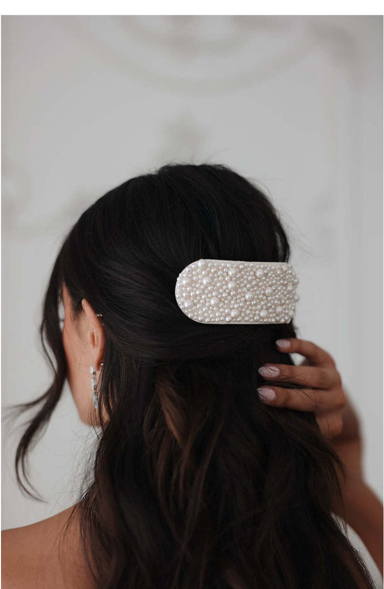 Untamed Petals Bridgette Pearl Barrette, Alternate, color, Pearl