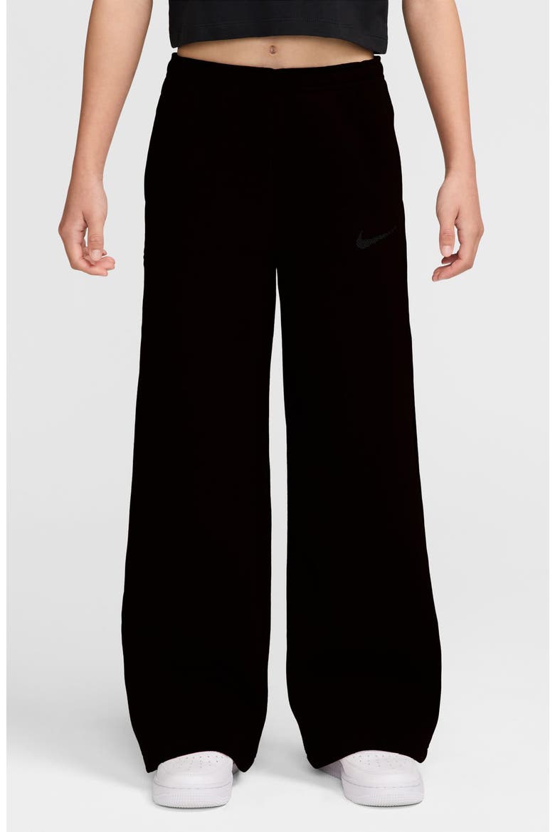 Kids' Studio Fleece Wide Leg Joggers, Main, color, BLACK