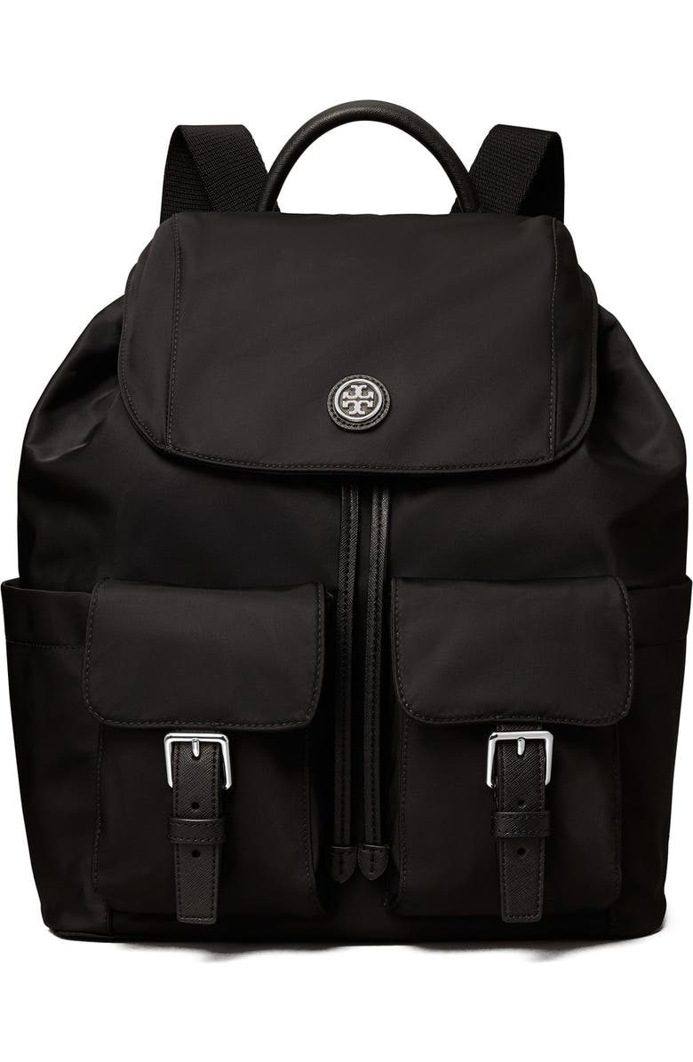 Tory Burch Flap Nylon Backpack, Main, color,