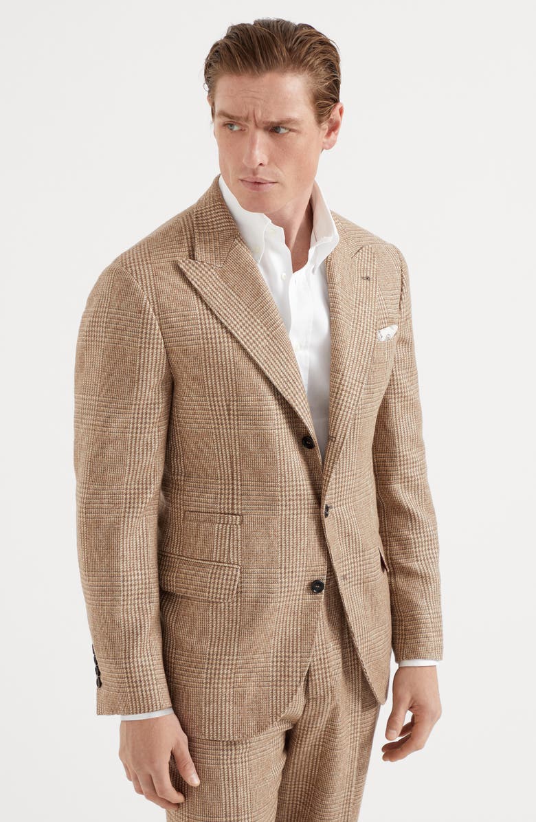 Brunello Cucinelli Prince of Wales deconstructed blazer, Alternate, color, 