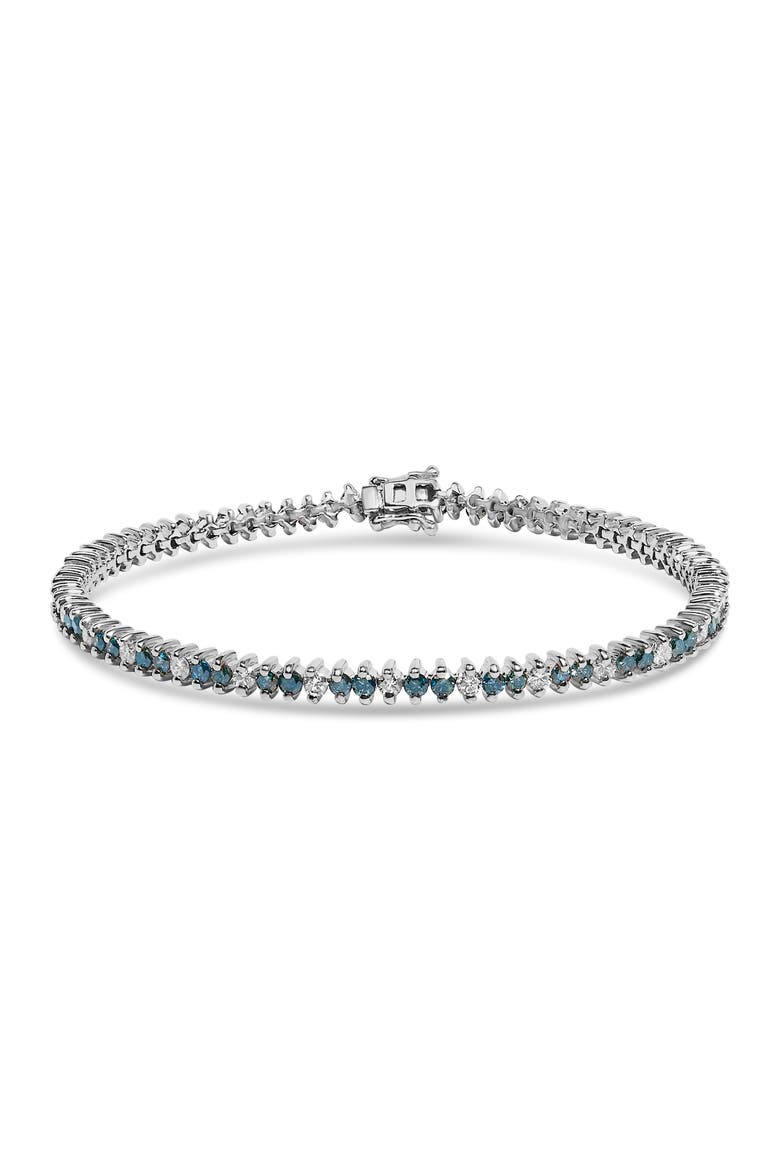 14K White Gold 3.70 cttw white and Blue Diamond Fashion Bracelet, Main, color, White