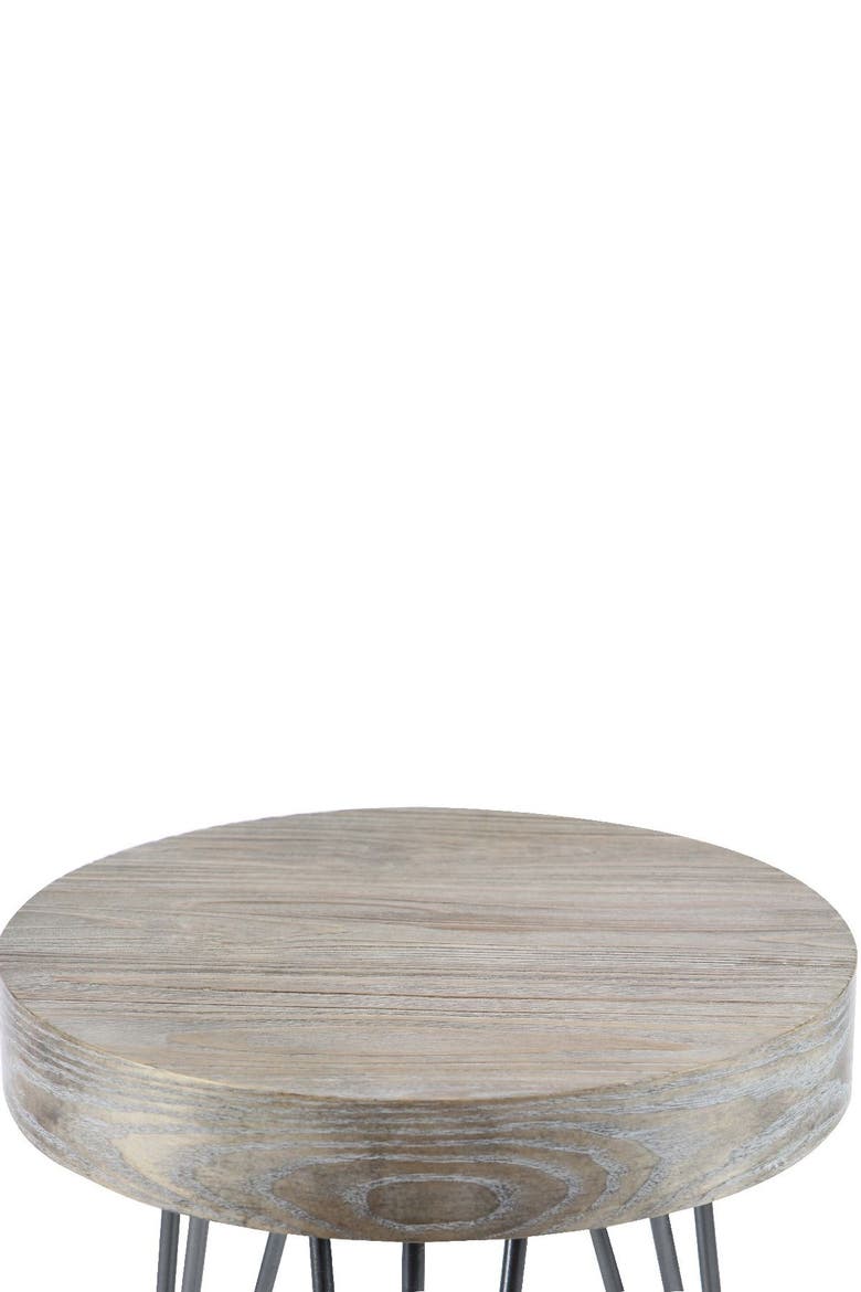 Brown Wood Modern Accent Table with Black Metal Hairpin Legs, Alternate, color, BROWN