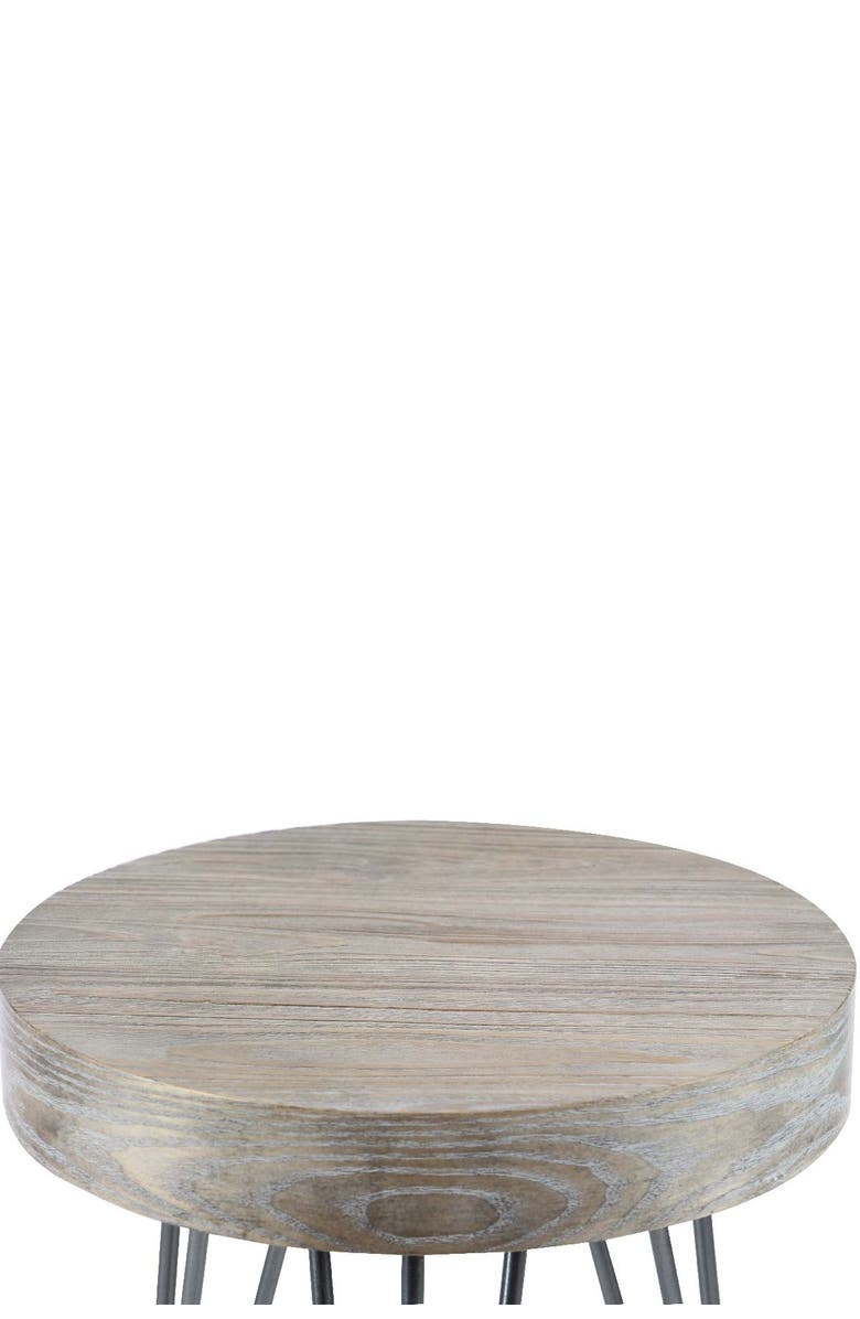 WILLOW ROW Brown Wood Modern Accent Table with Black Metal Hairpin Legs, Alternate, color, 