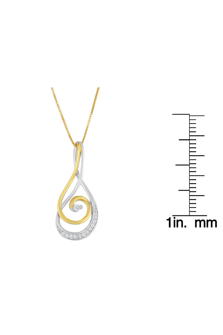 Espira 10K Two-Tone Gold Round Cut Diamond Sparkling Spiral Pendant Necklace, Alternate, color, Yellow