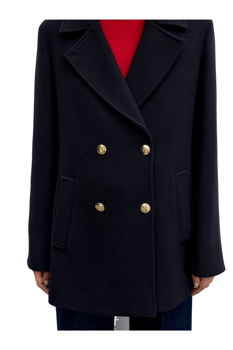 Alis Double Breasted Peacoat, Alternate, color, Navy Blue