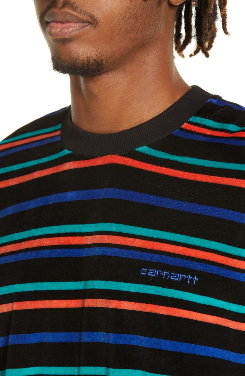 Carhartt Work In Progress Men's Clanton Stripe Velvet Crewneck Sweatshirt, Alternate, color, 