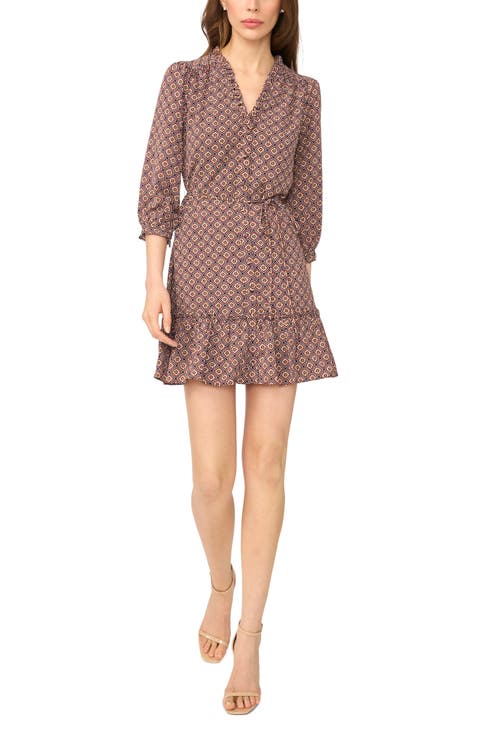 Ruffle V Neck Minidress