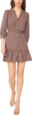 CeCe Ruffle V Neck Minidress