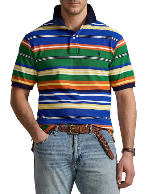 Big & Tall Striped Mesh Polo Shirt