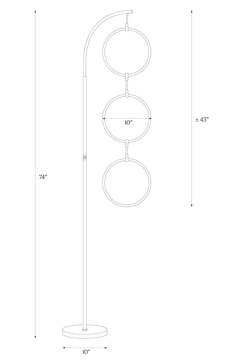 Nova 74" Novelty Halo Integrated LED Floor Lamp with 3-Way Dimming, Alternate, color, BRASS