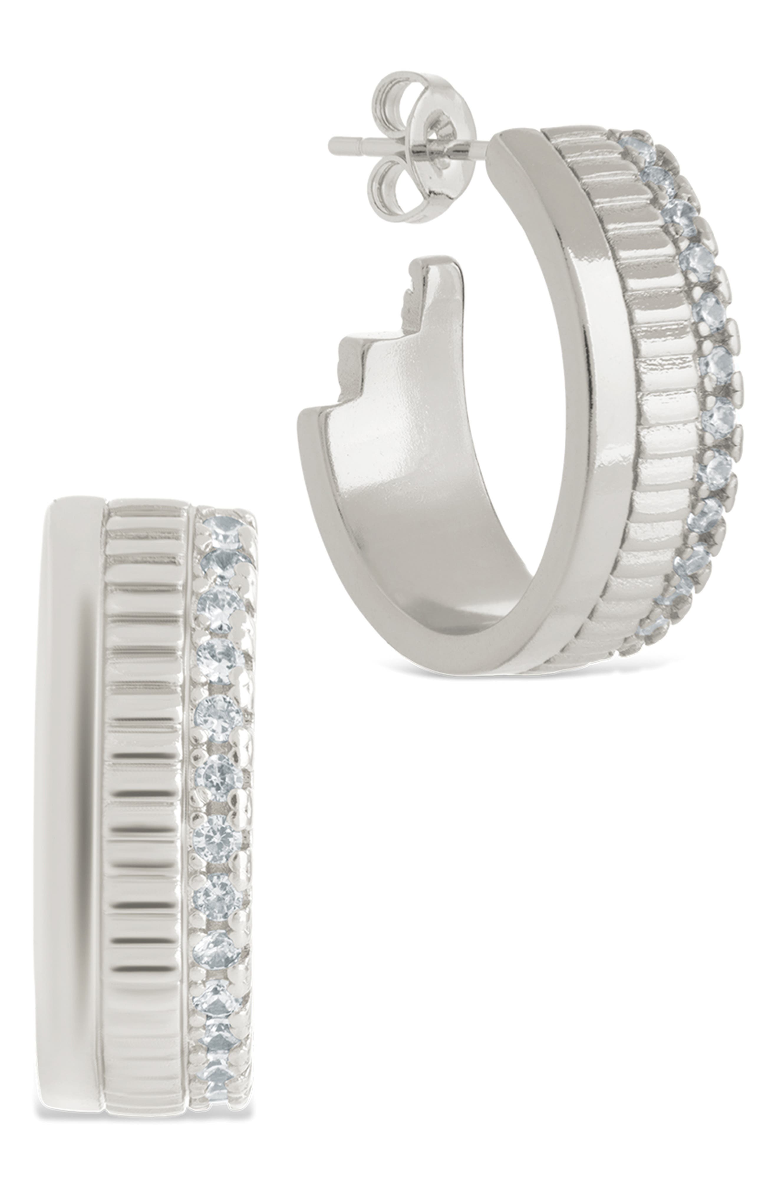 Sterling Forever Anika Mixed Texture Hoop Earrings