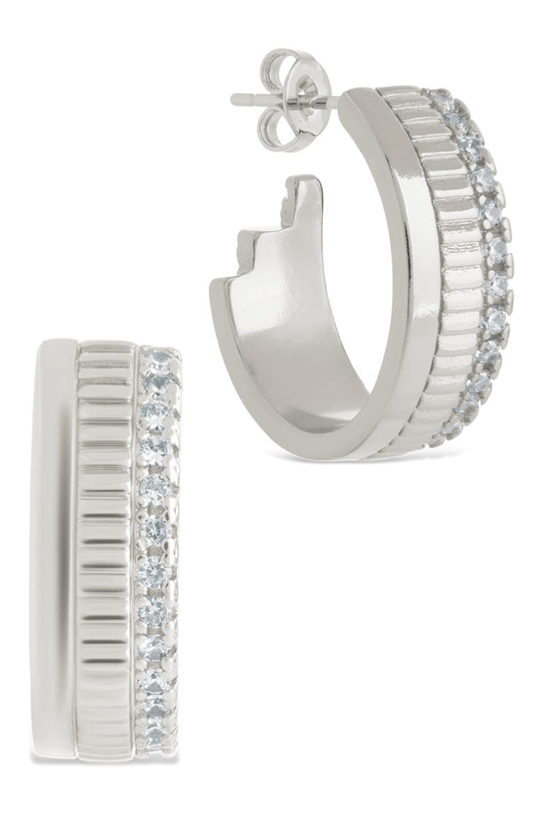 Anika Mixed Texture Hoop Earrings, Main, color, SILVER