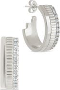 Sterling Forever Anika Mixed Texture Hoop Earrings