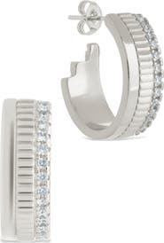 Sterling Forever Anika Mixed Texture Hoop Earrings