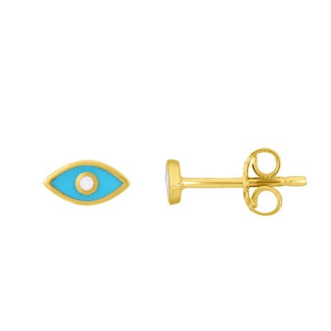 Blue Enamel Evil Eye Stud Earrings