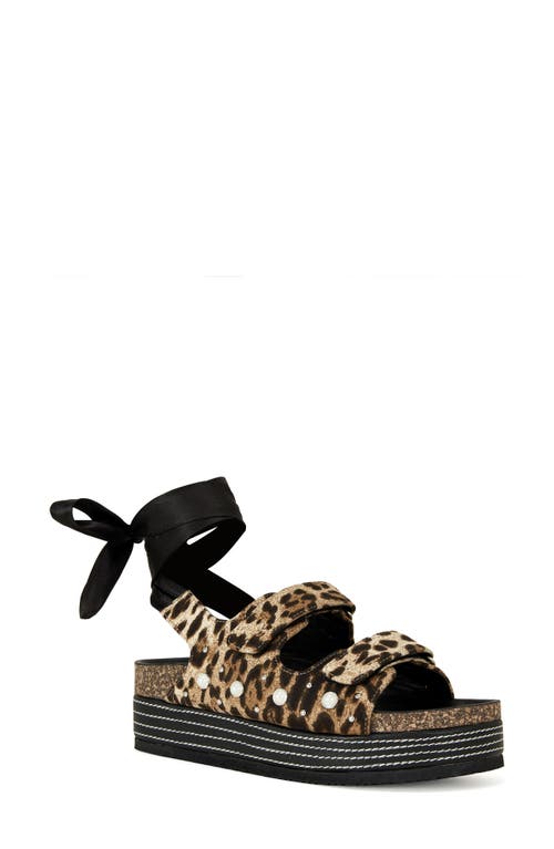 Azalea Wang Makley Ankle Wrap Platform Sandal In Brown