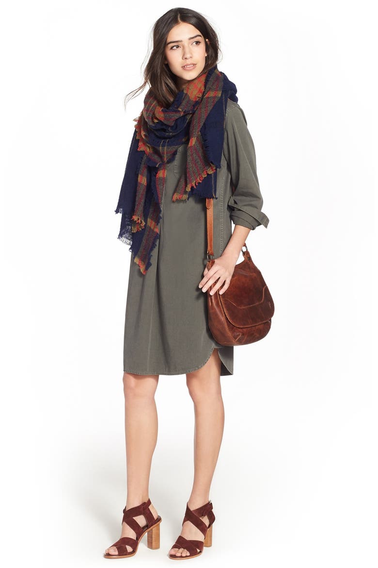 Garment Dye Cotton Shirtdress, Alternate, color, HIGHLAND GREEN
