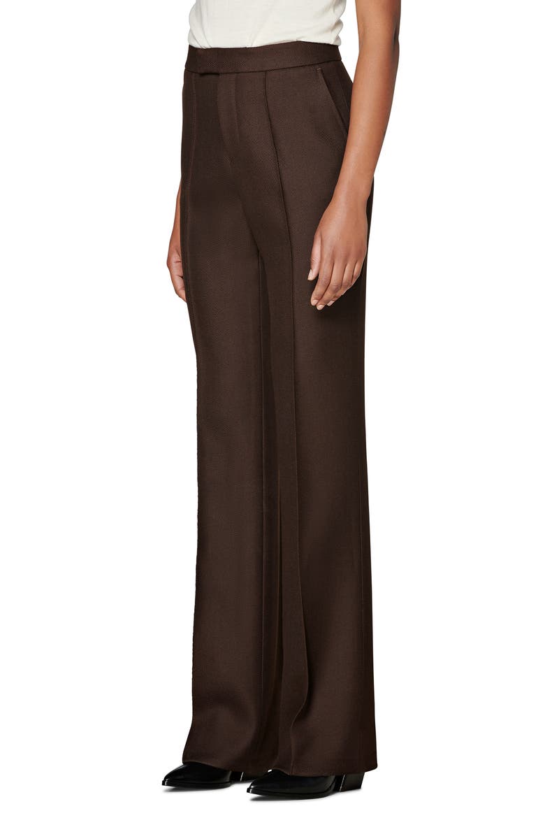 Ally Pintuck Seam Wool Trousers, Alternate, color, CHOCOLATE