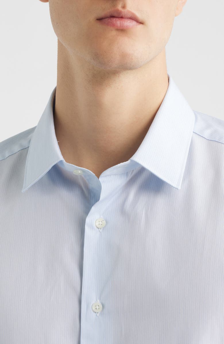 Canali Regular Fit Stripe Dress Shirt, Alternate, color, Light Blue