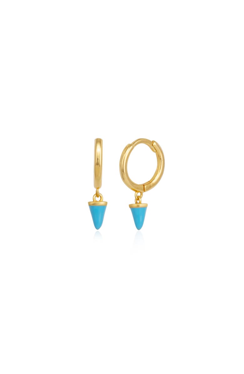 Spero London Turquoise Spike Pave Hoop Drop Earring, Main, color, Gold