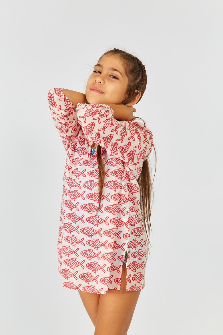 Girls Classic Kurta(Toddler, Little Kid, Big Kid), Alternate, color, Red Coi