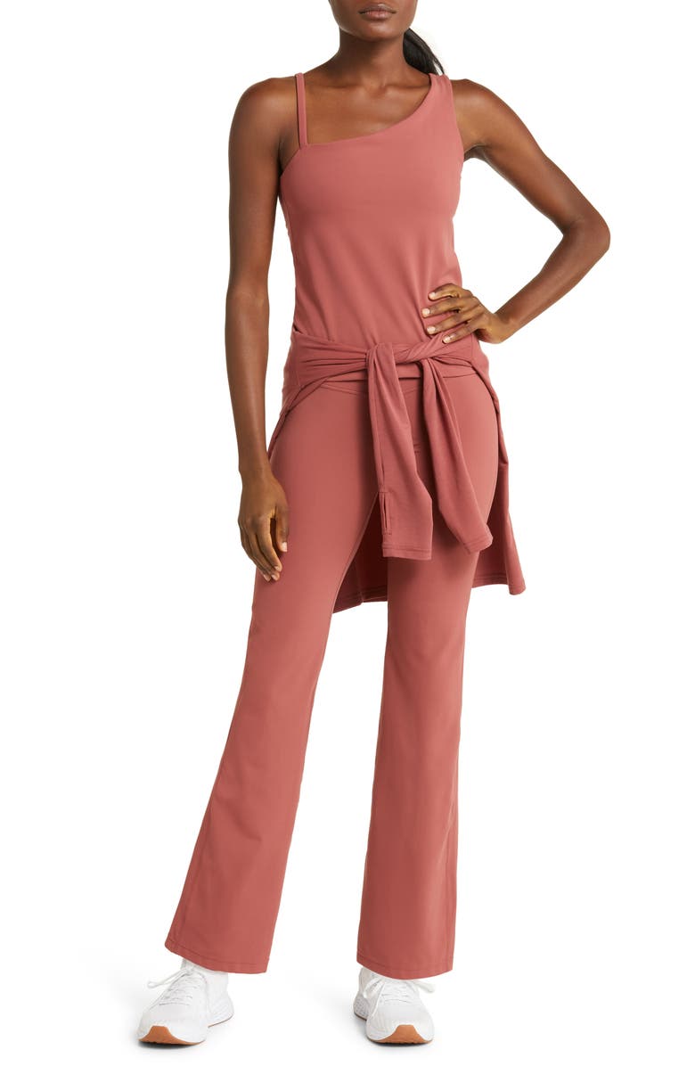 Zella Studio Luxe High Waist Flare Pants, Alternate, color, Red Jelly