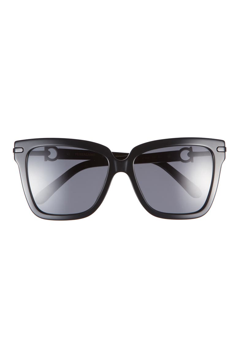 57mm Square Sunglasses, Main, color, BLACK