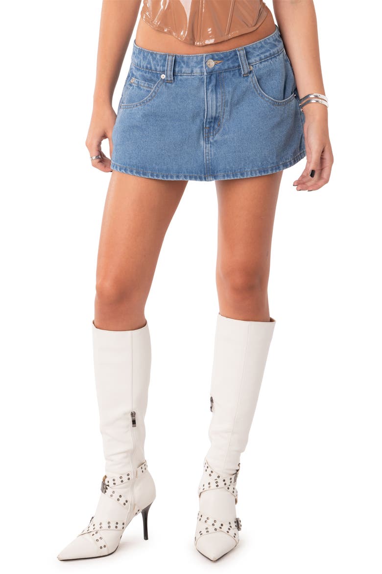 Talia Denim Mini Skort, Main, color, BLUE