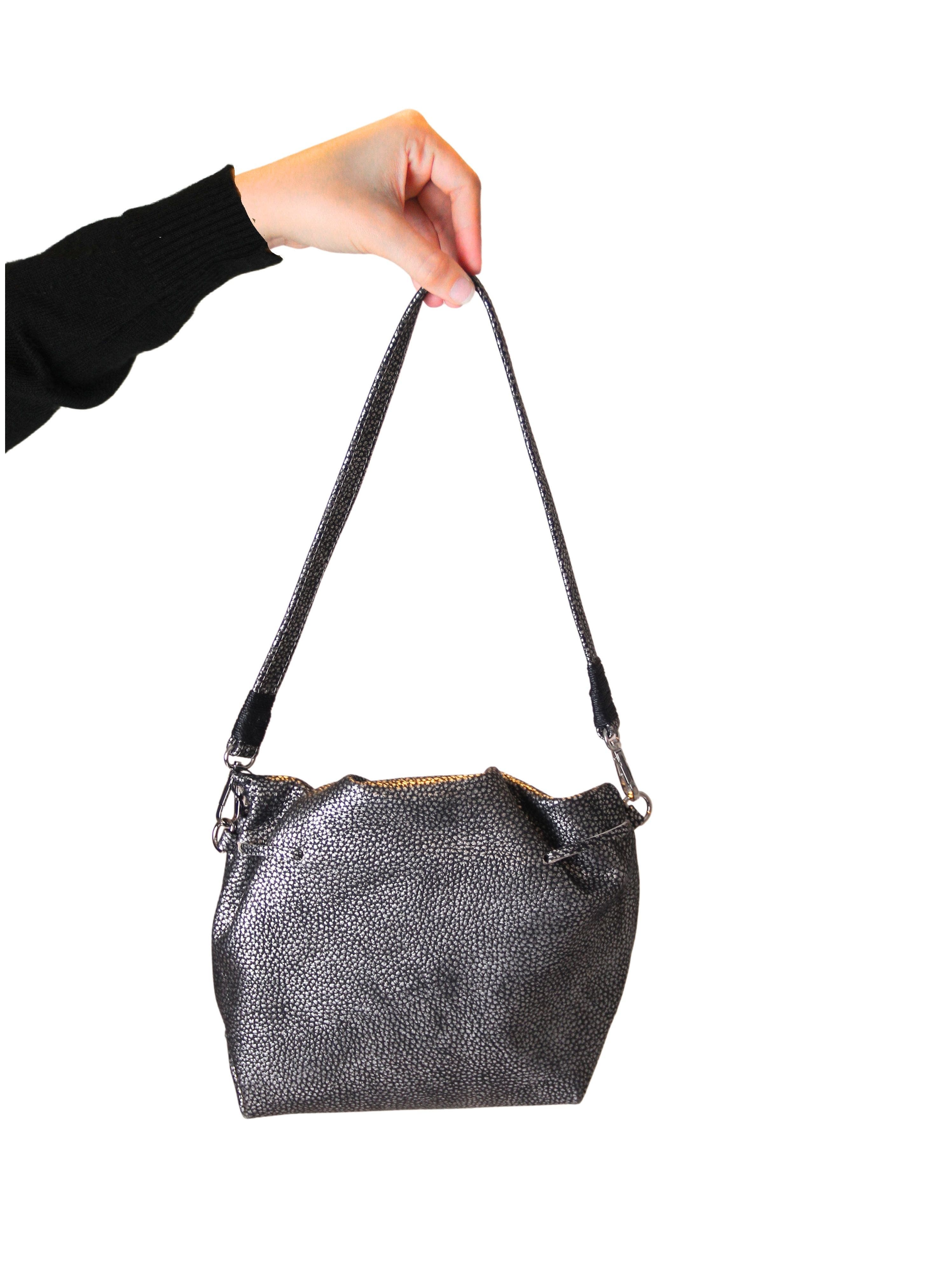 Carlos Falchi Medium Butterfly Leather Bag, Alternate, color, Roman Chrome