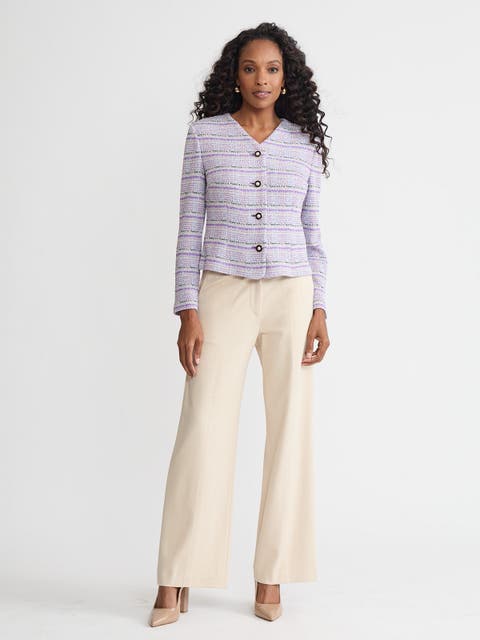 Plaid Tweed Knit Jacket