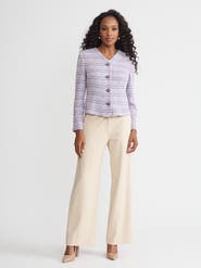 Misook Plaid Tweed Knit Jacket