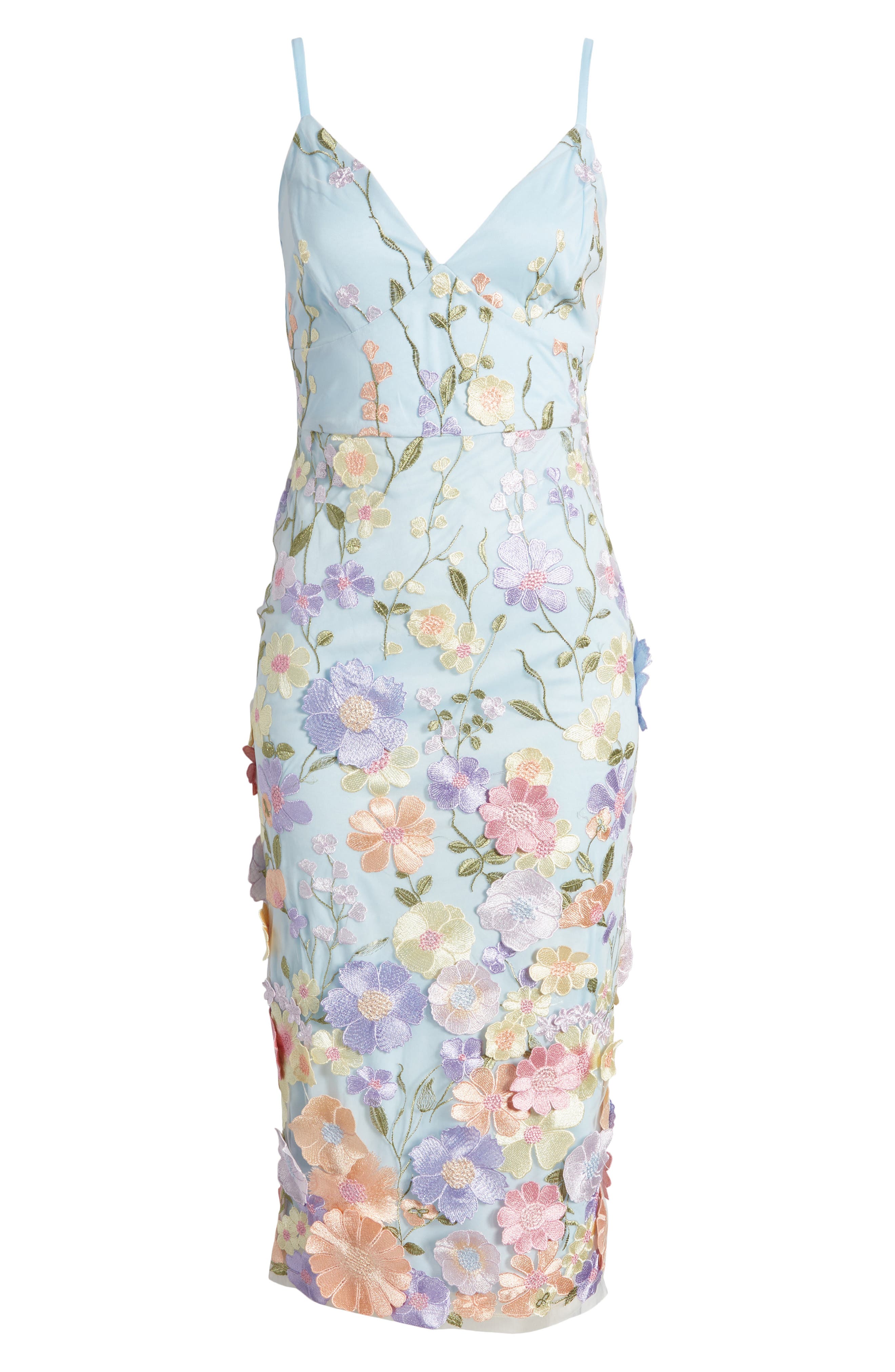 bebe women's floral embroidered midi dress Bebe Women's Floral Embroidered Midi Dress, Blue, XS