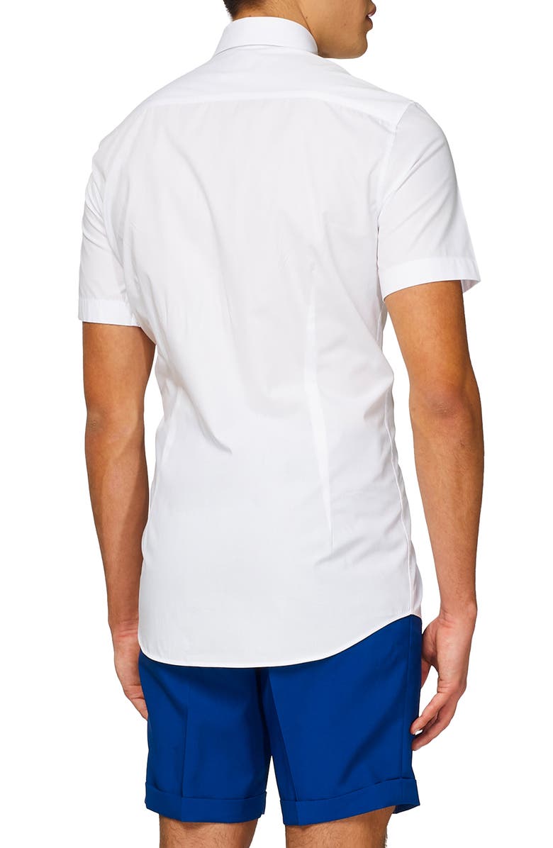OppoSuits White Knight Short Sleeve Button-Up Shirt, Alternate, color, White