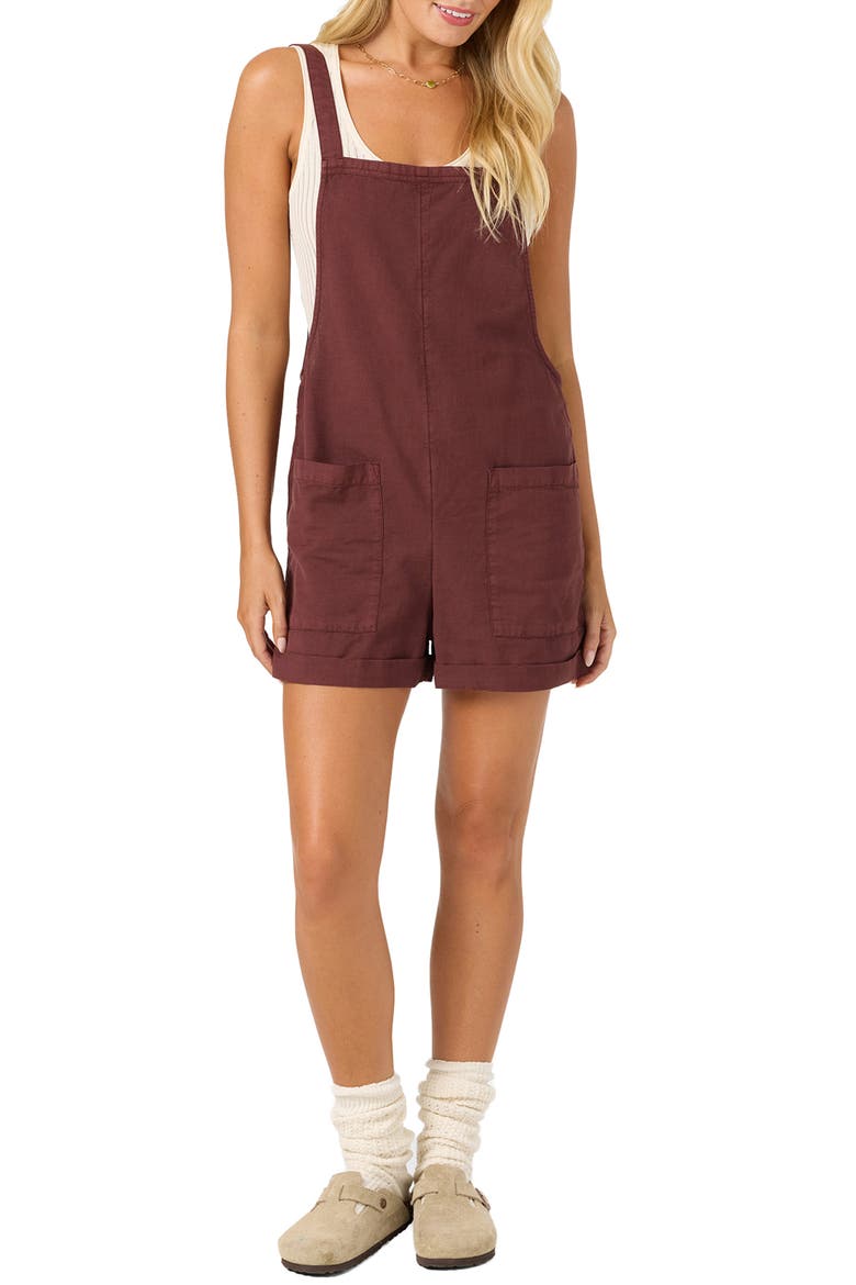 Summerlin 2 Cotton & Linen Shortalls, Main, color, CHOCOLATE