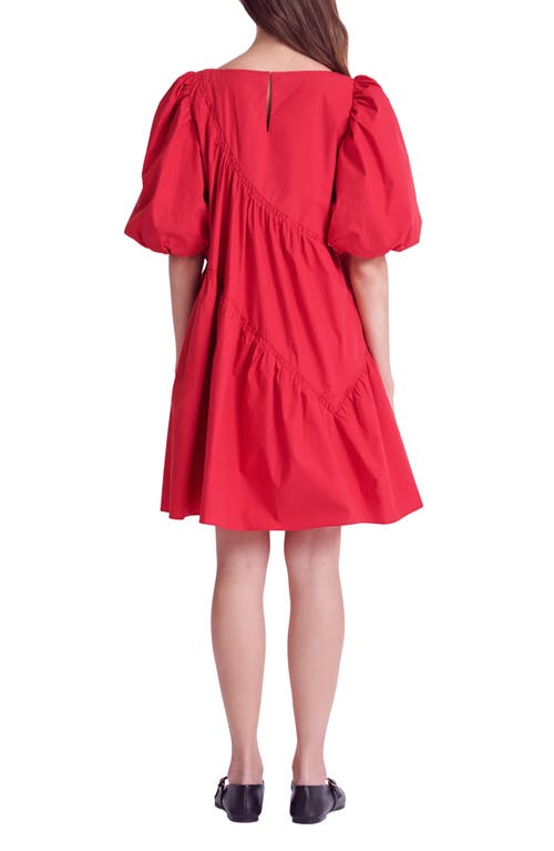 English Factory Asymmetric Poplin Tiered Dress In Raspberry