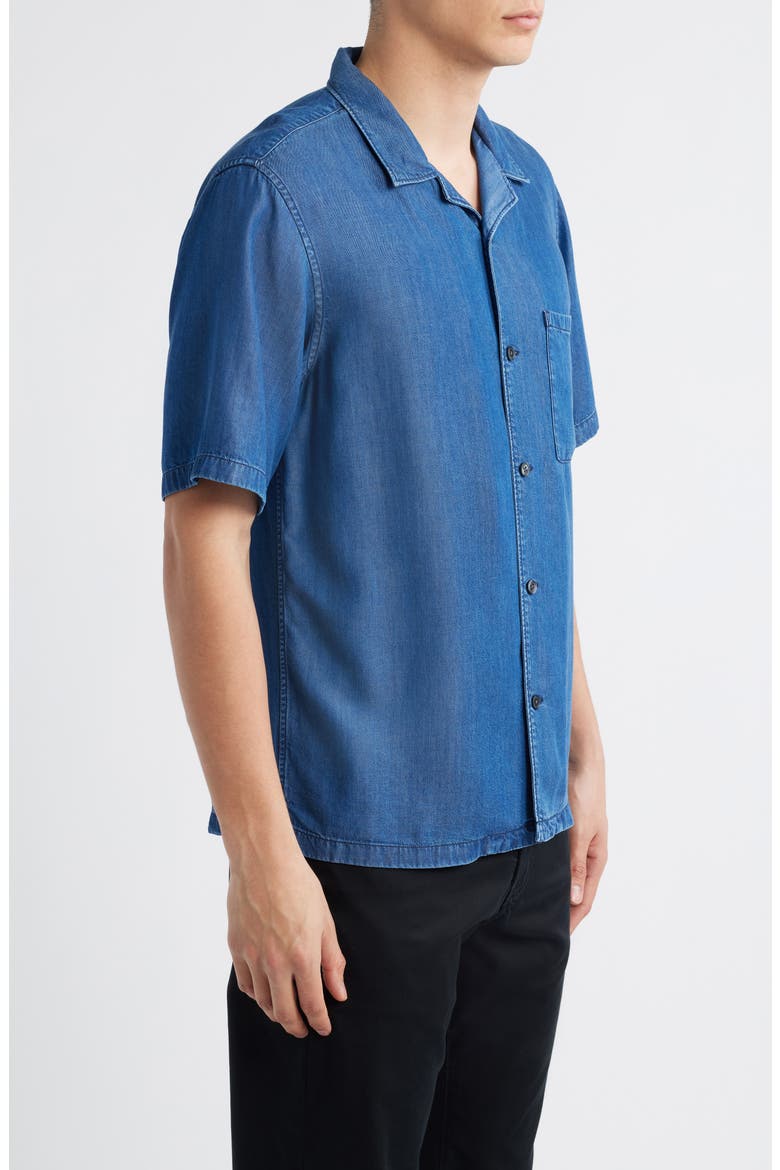 Noll Short Sleeve Camp Shirt, Alternate, color, DARK WASH