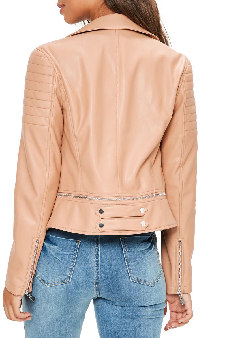 Faux Leather Moto Jacket, Alternate, color, ROSE