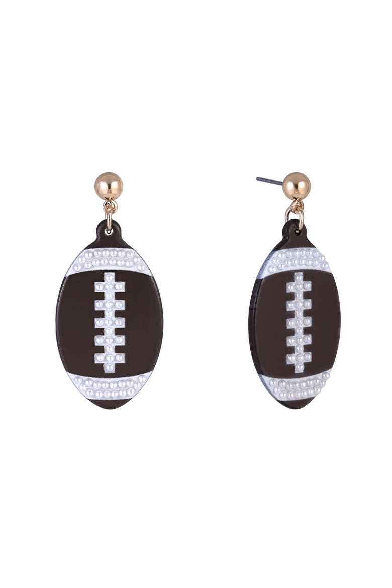 Game Day Football Earrings, Main, color, Brown