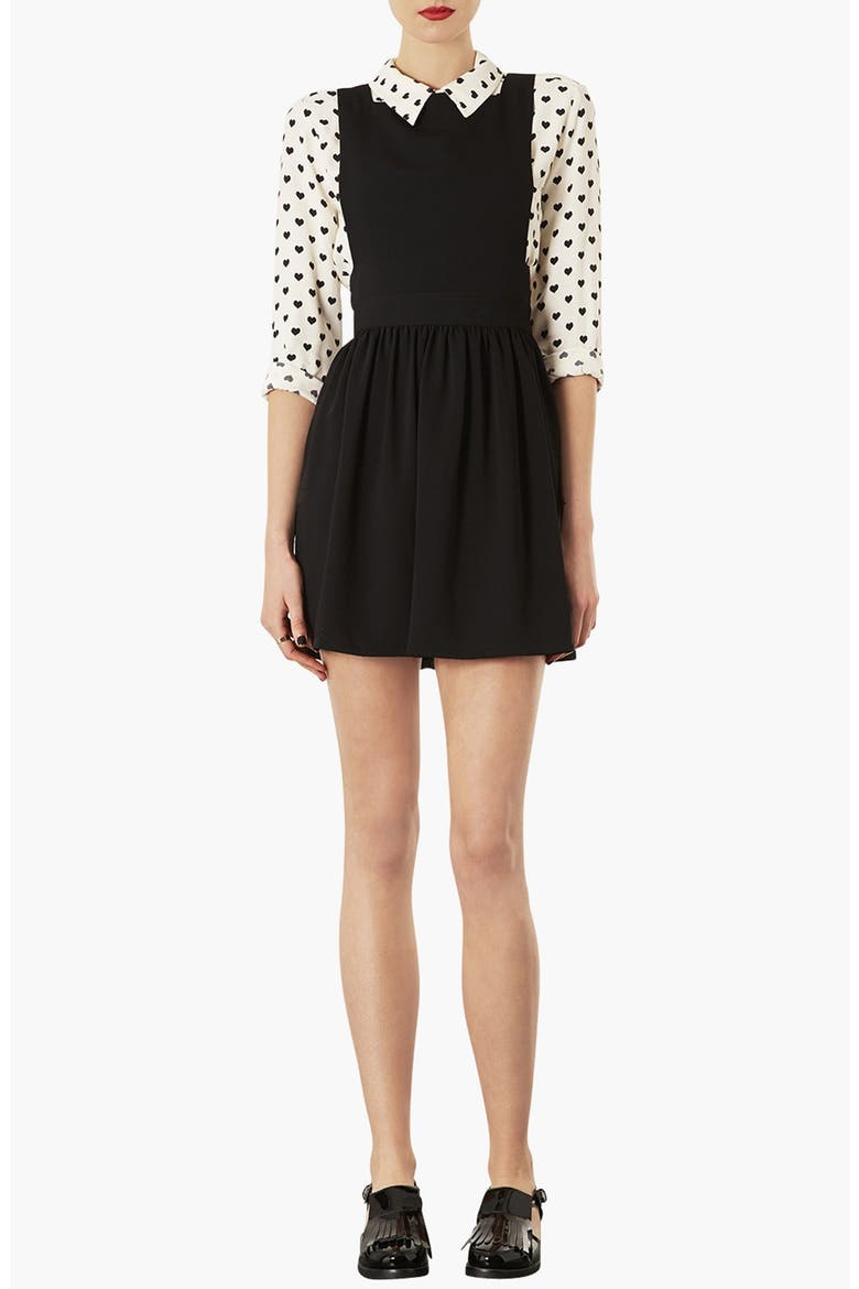 'Wonder' Pinafore Dress, Main, color, BLACK
