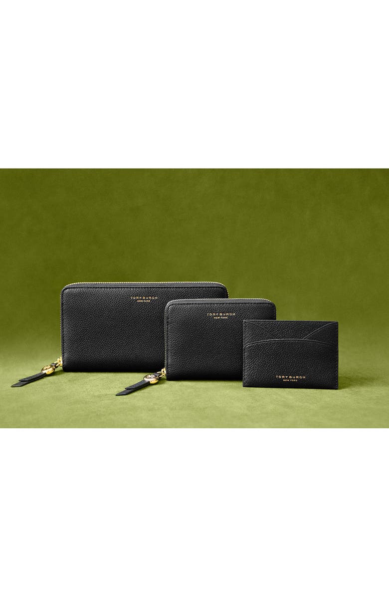 Tory Burch Romy Medium Leather Zip Wallet, Alternate, color, Black