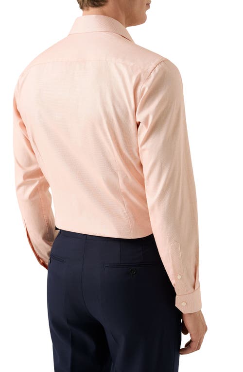 Eton Contemporary Fit Solid Orange Cotton Dobby Dress Shirt In Orange