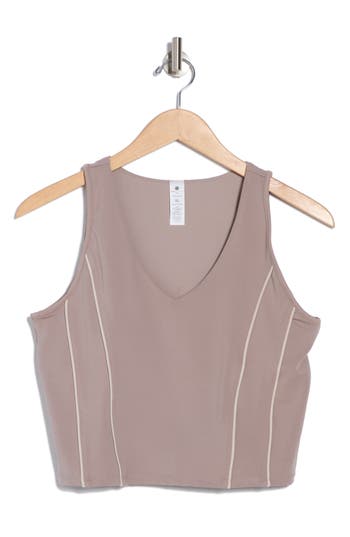 Yogalicious Lux Race Me Piped Crop Tank In Satellite-nacreous Cloud