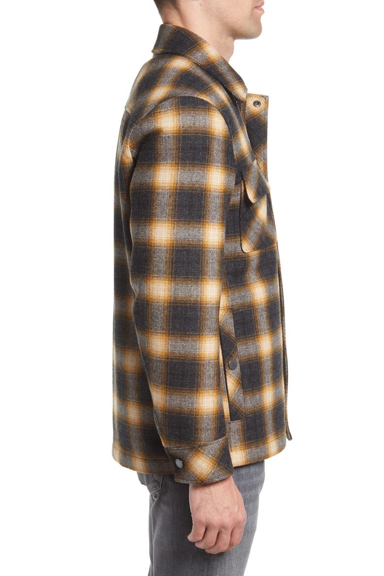 Boulder Plaid Water Resistant Wool Blend Shirt Jacket, Alternate, color, CHARCOAL CAMEL PLAID