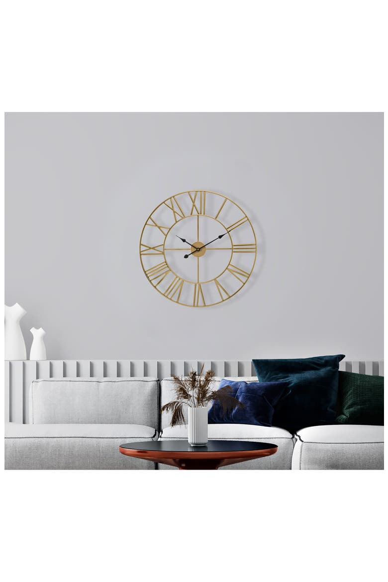16 Inch Roman Numeral Wall Clock, Alternate, color, GOLD