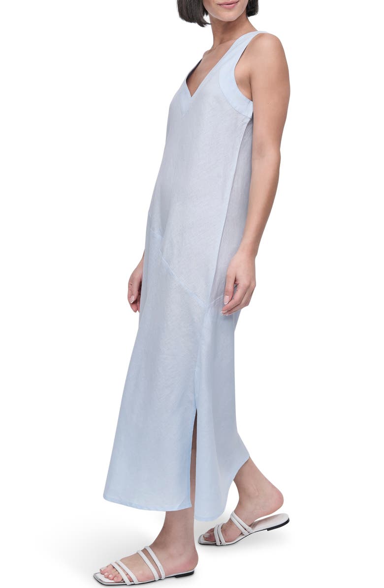 DKNY Asymmetric Sleeveless Linen Dress, Alternate, color, Skyway Blu